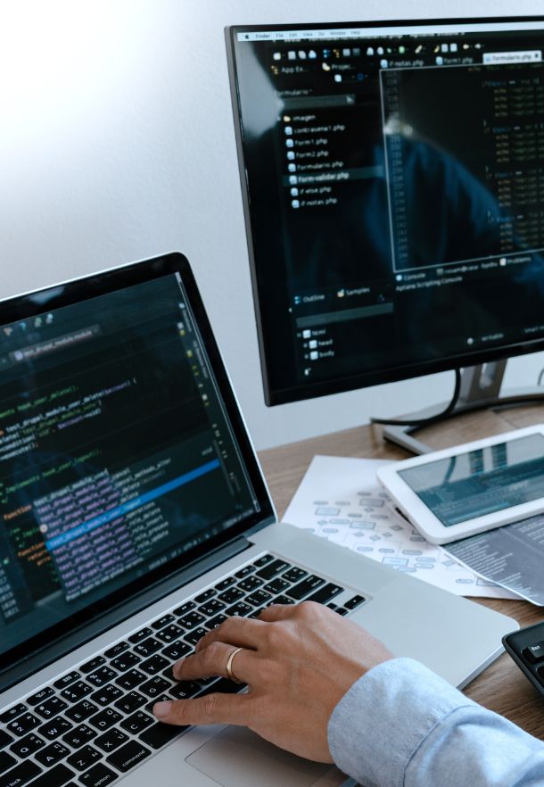 coding a website on a desktop